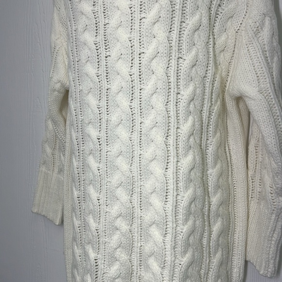 Dreamers - Mock Neck Cable Knit Chunky Ivory Sweater Dress Size Small / Medium - Picture 6 of 12